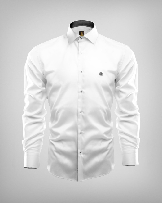 'БЯЛА СТРУКТУРНА РИЗА СВОБОДЕН СИЛУЕТ С БРОДЕРИЯ ЛОГО