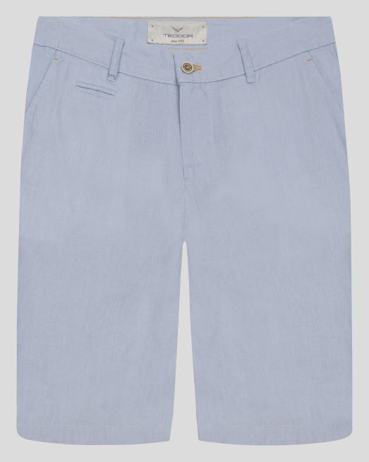 'СВЕТЛОСИНИ БЕРМУДИ С ИТАЛИАНСКИ ДЖОБ ОТ 100% ЛЕН