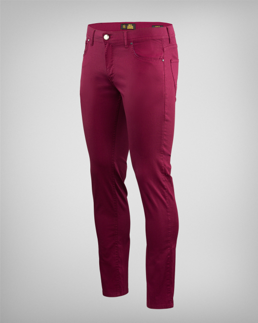 'ПАНТАЛОН H8S С КОЖЕНА ЛОГО ЕМБЛЕМА И БРОДЕРИЯ ПОДПИС В БОРДО