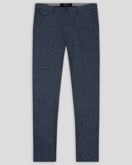 'ВТАЛЕН ЧИНО ПАНТАЛОН С БРОДЕРИЯ ЛОГО В ТЪМНОСИН МЕЛАНЖ 