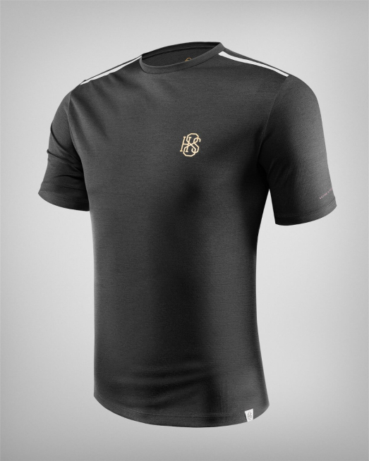 'ЧЕРНА ТЕНИСКА С КОНТРАСТНИ КАНТОВЕ И ПРИНТ ЛОГО H8S 