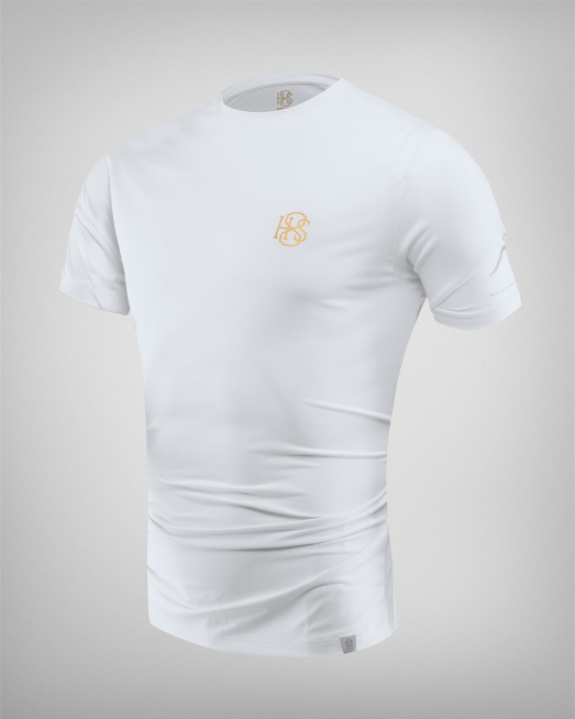 'БЯЛА ТЕНИСКА С ОБЛО ДЕКОЛТЕ И ПРИНТ ЛОГО H8S