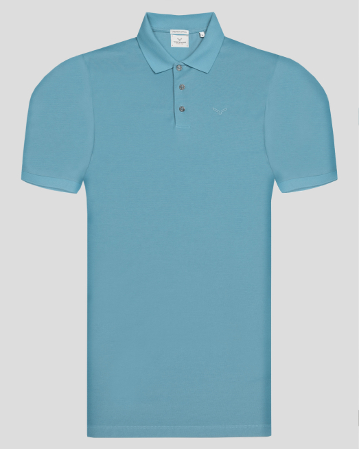 'ТЕНИСКА С ПОЛО ЯКА И ТОНАЛЕН ПРИНТ ЛОГО В ЦВЯТ МИНТ