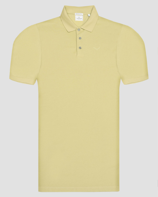'ЖЪЛТА ТЕНИСКА С ПОЛО ЯКА И ТОНАЛЕН ПРИНТ ЛОГО 