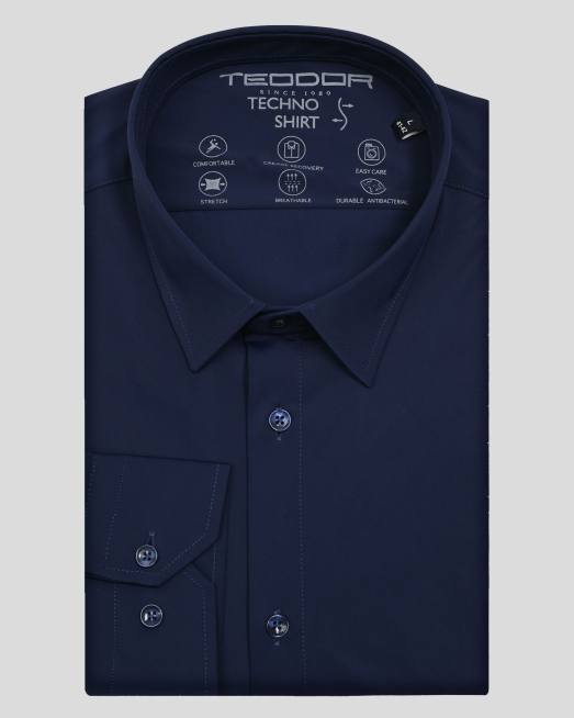 'ТЪМНОСИНЯ РИЗА ОТ ТЕХНОЛОГИЧЕН ТЕКСТИЛ  И ЕЛАСТАН 