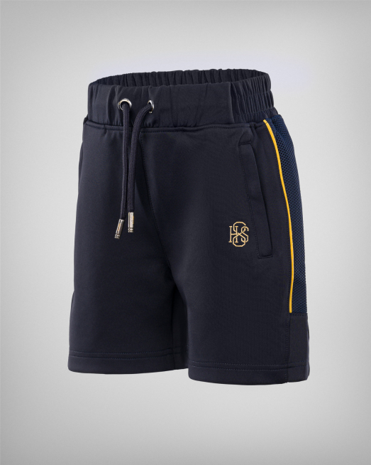 'ДЕТСКИ ТЪМНОСИНИ БЕРМУДИ H8S С БРОДЕРИЯ ЛОГО И ПОДПИС 