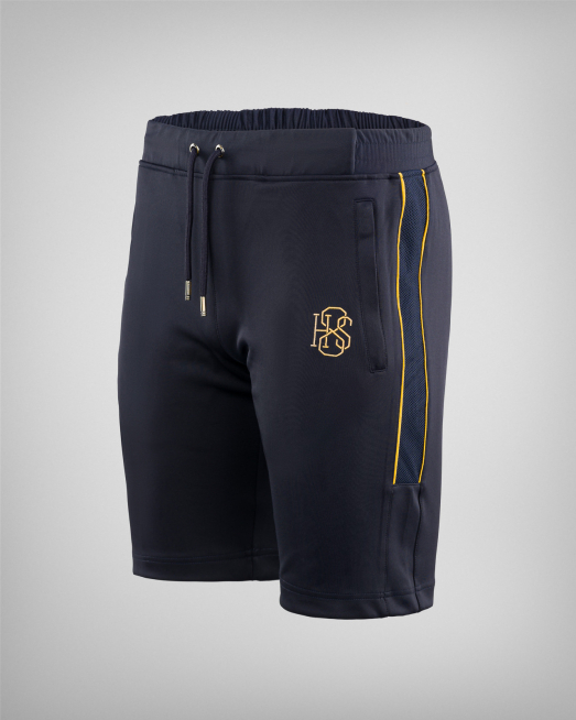 ' ТЪМНОСИНИ БЕРМУДИ H8S С БРОДЕРИЯ ЛОГО И ПОДПИС 