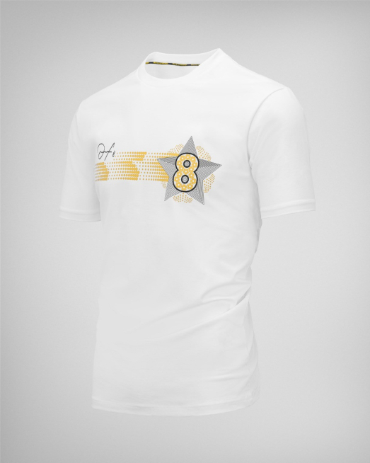 'БЯЛА ТЕНИСКА H8S С ЕФЕКТЕН ЗЛАТЕН ПРИНТ НА ГЪРДИТЕ
