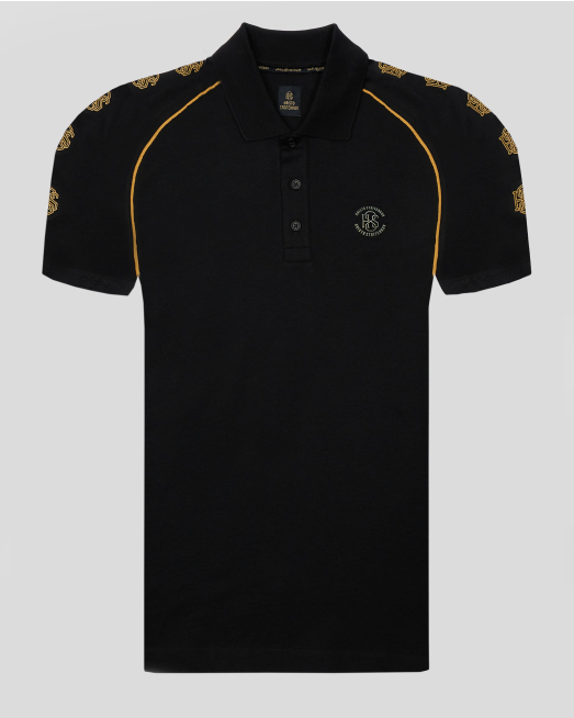 'ЧЕРНА ПОЛО ТЕНИСКА С КОНТРАСТЕН ЛОГО ПРИНТ H8S 