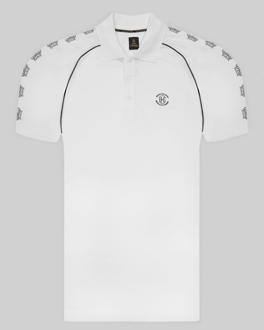 ' БЯЛА ПОЛО ТЕНИСКА С КОНТРАСТЕН ЛОГО ПРИНТ H8S 