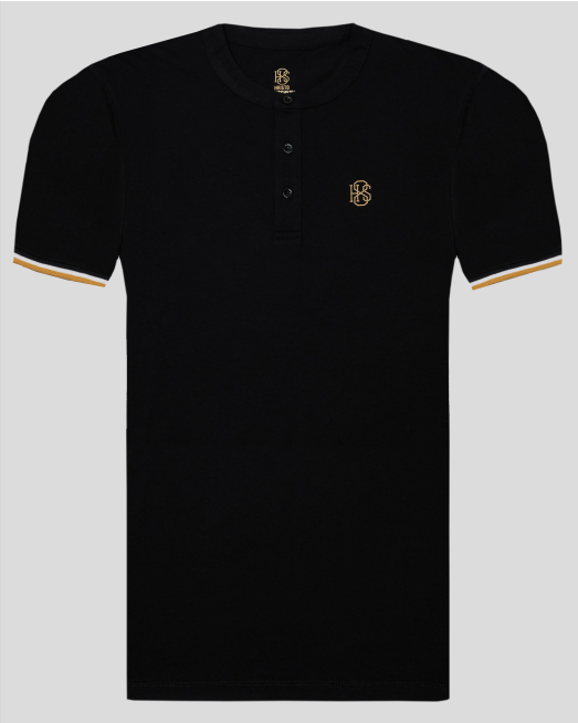 'ЧЕРНА ТЕНИСКА С КОНТРАСТНА ДЕСЕНАЦИЯ И ЛОГО ПРИНТ H8S