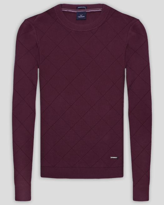 ' ПУЛОВЕР НА РОМБОВЕ ОТ PREMIUM ПАМУК В БОРДО