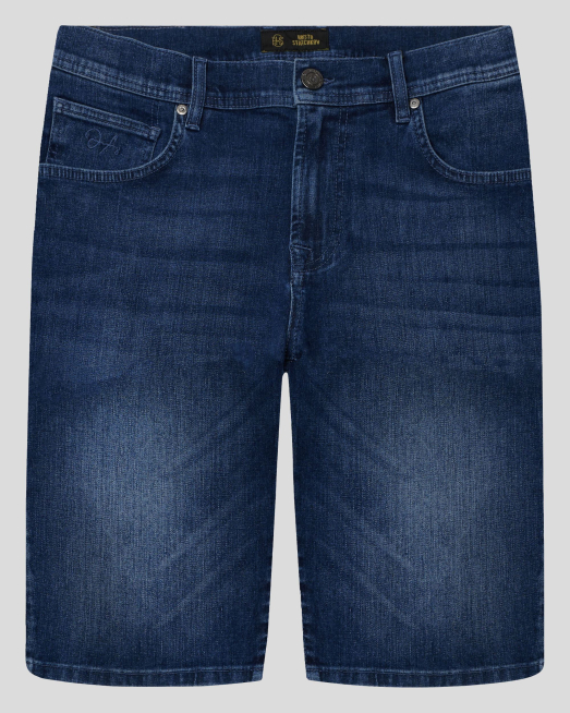 'ДЕНИМ СИНИ ДЪНКОВИ БЕРМУДИ С КОНТРАСТНА ЛОГО ЕМБЛЕМА H8S 