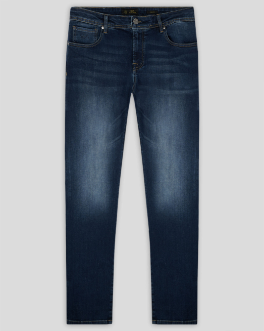 'ТЪМНОСИНИ ДЪНКИ H8S  СВОБОДЕН СИЛУЕТ С КОНТРАСТНА КОЖЕНА ЕМБЛЕМА