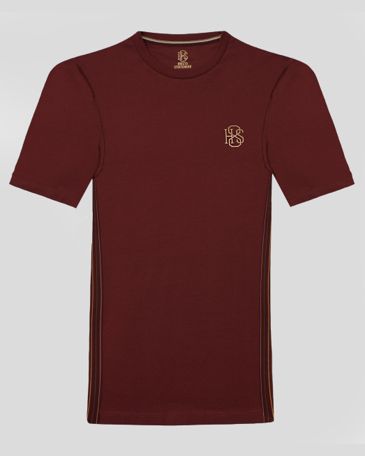 'ДЕТСКА ТЕНИСКА С ОБЛО ДЕКОЛТЕ И КОНТРАСТЕН ЛОГО ПРИНТ H8S В БОРДО