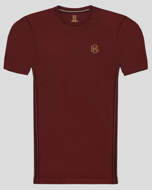 'ТЕНИСКА С ОБЛО ДЕКОЛТЕ И КОНТРАСТЕН ЛОГО ПРИНТ H8S В БОРДО