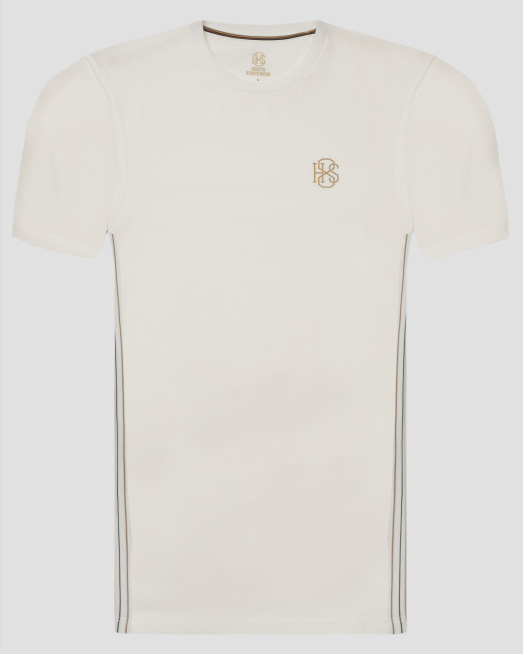 'ТЕНИСКА С ОБЛО ДЕКОЛТЕ И КОНТРАСТЕН ЛОГО ПРИНТ H8S В ЕКРЮ