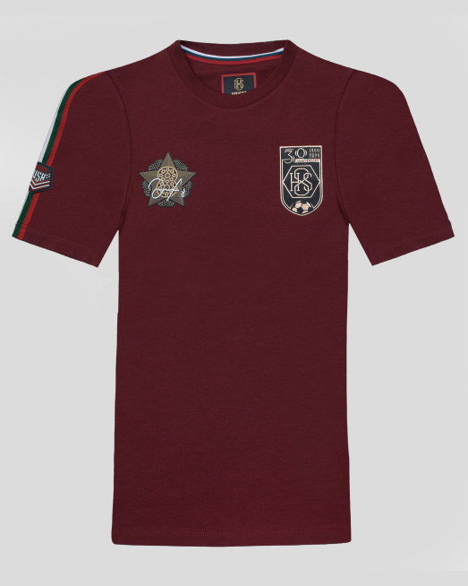 'ДЕТСКА ТЕНИСКА H8S С ЮБИЛЕЙНО ЛОГО И ПРИНТ ЗЛАТНА ЗВЕЗДА В БОРДО