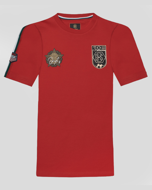 'ДЕТСКА ЧЕРВЕНА ТЕНИСКА H8S С ЮБИЛЕЙНО ЛОГО И ПРИНТ ЗЛАТНА ЗВЕЗДА