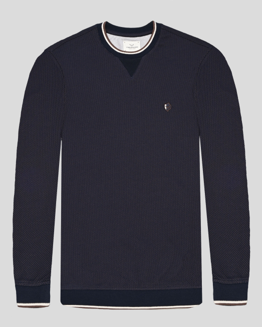 'ИНДИГОВО СИНЯ БЛУЗА ОТ PREMIUM ПАМУК В СИТЕН КОНТРАСТЕН ДЕСЕН 