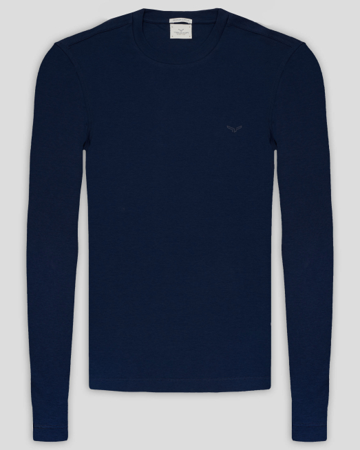 'ТЪМНОСИНЯ БЛУЗА С ОБЛО ДЕКОЛТЕ ОТ PREMIUM ПАМУК