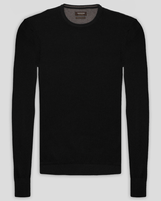 'ЧЕРЕН ПУЛОВЕР С ОБЛО ДЕКОЛТЕ ОТ 100% ЕКСТРАФИНА ВЪЛНА МЕРИНО