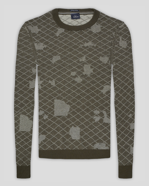 'ЗЕЛЕН СТРУКТУРЕН ПУЛОВЕР ОТ PREMIUM ПАМУК С ФИГУРАЛНИ ЕЛЕМЕНТИ