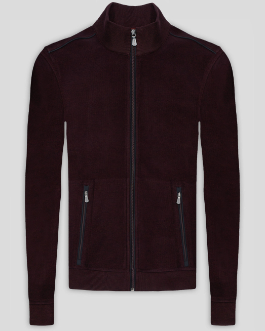 'СУИТШЪРТ В БОРДО С ВЕЛУРЕНИ ЕЛЕМЕНТИ И МЕТАЛЕН ЛОГО АКСЕСОАР