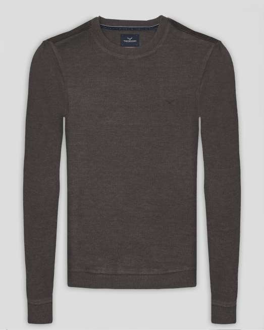 'ТЪМНОКАФЯВА БЛУЗА С ТОНАЛНА БРОДЕРИЯ ЛОГО И ГАРНИТУРА НА РАМЕНЕТЕ