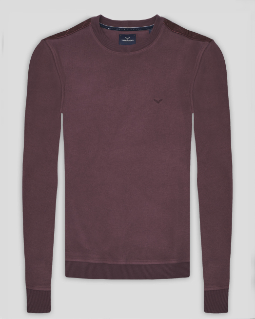 'ТЪМНОЛИЛАВА БЛУЗА С ТОНАЛНА ГАРНИТУРА ОТ ВЕЛУР НА РАМЕНЕТЕ