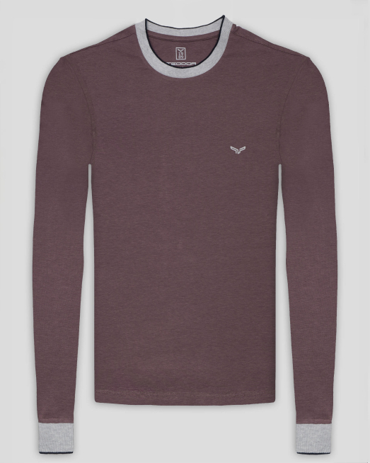 ' БЛУЗА ТРИКО ОТ ПАМУК И МОДАЛ С ЛОГО ПРИНТ В БОРДО