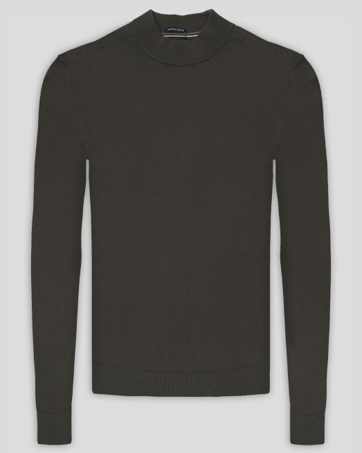 ' ПУЛОВЕР ТИП ПОЛУПОЛО ОТ PREMIUM ПАМУК  В ЦВЯТ КАКИ