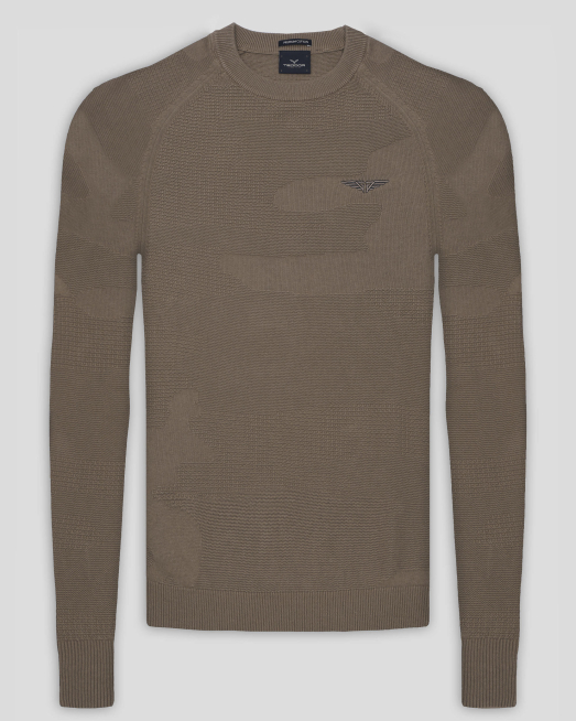 'БЕЖОВ ПУЛОВЕР В СТРУКТУРНА ПЛЕТКА ОТ PREMIUM ПАМУК  