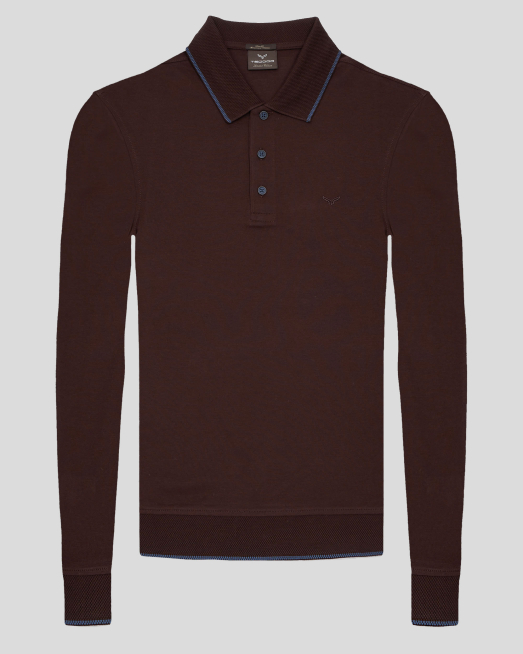 ' БЛУЗА С ПОЛО ЯКА ОТ ДВОЙНО МЕРСЕРИЗИРАН ЕГИПЕТСКИ ПАМУК В БОРДО 