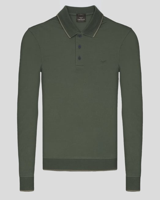 'ЗЕЛЕНА  БЛУЗА С ПОЛО ЯКА ОТ ДВОЙНО МЕРСЕРИЗИРАН ЕГИПЕТСКИ ПАМУК 