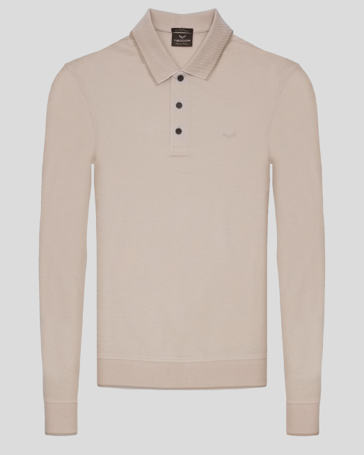 'СВЕТЛОБЕЖОВА БЛУЗА С ПОЛО ЯКА ОТ ДВОЙНО МЕРСЕРИЗИРАН ЕГИПЕТСКИ ПАМУК 