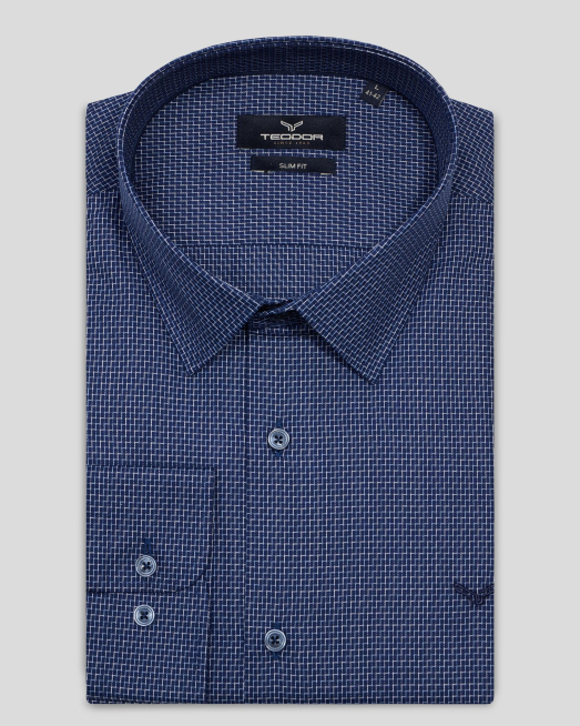 'ТЪМНОСИНЯ РИЗА С КОНТРАСТЕН РАСТЕР В БЕЖОВО И СВЕТЛОСИНЬО