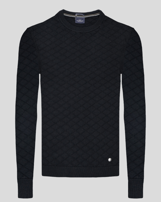 'ЧЕРЕН ПУЛОВЕР ОТ PREMIUM ПАМУК В ПЛЕТКА НА РОМБОВЕ 