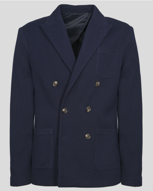 'ТЪМНОСИНЯ ЖИЛЕТКА ТИП САКО В СИТНА СТРУКТУРА