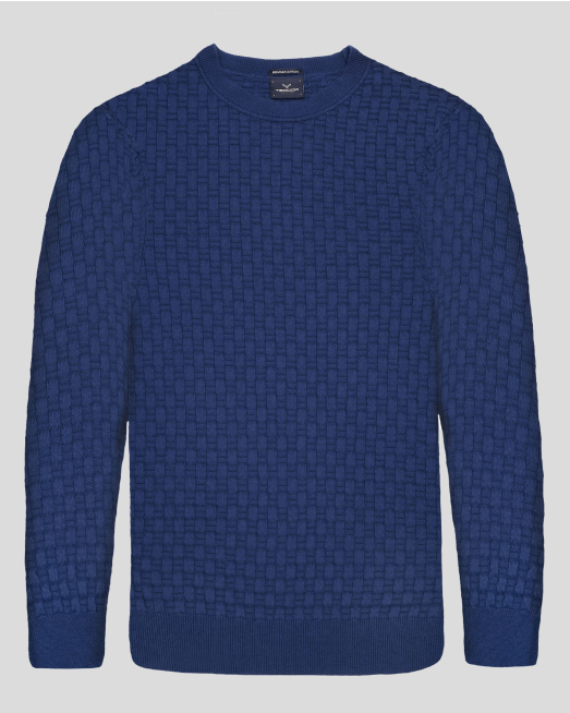 'ТЪМНОСИН СТРУКТУРЕН ПУЛОВЕР С ОБЛО ДЕКОЛТЕ ОТ PREMIUM ПАМУК