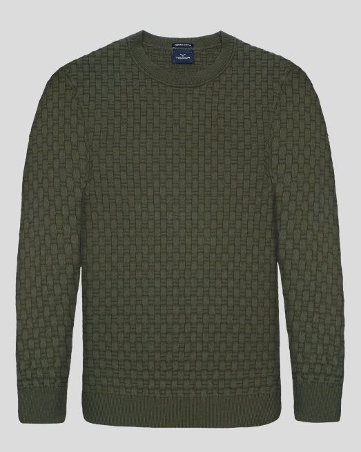 'ЗЕЛЕН ПУЛОВЕР В СТРУКТУРНА ПЛЕТКА ОТ PREMIUM ПАМУК