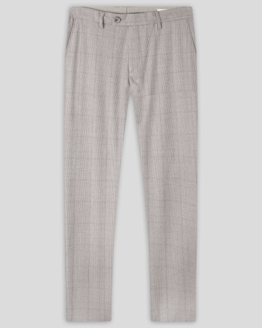 'БЕЖОВ ЧИНО ПАНТАЛОН МЕЛАНЖ В ДВУЦВЕТНО КАРЕ ВТАЛЕН СИЛУЕТ