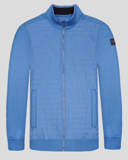 'СВЕТЛОСИН КОМБИНИРАН СУИТШЪРТ С КАПИТОНИРАНА ПРЕДНИЦА И ЛОГО НА РЪКАВ 