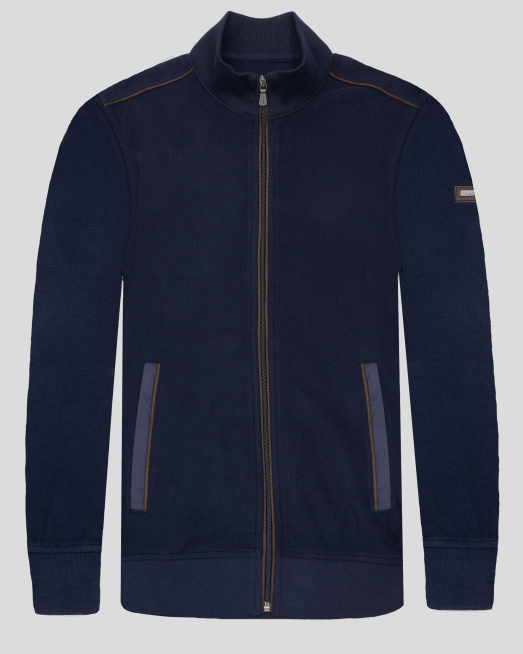 'ТЪМНОСИН СУИТШЪРТ ОТ PREMIUM ПАМУК  С ЛОГО НА РЪКАВ