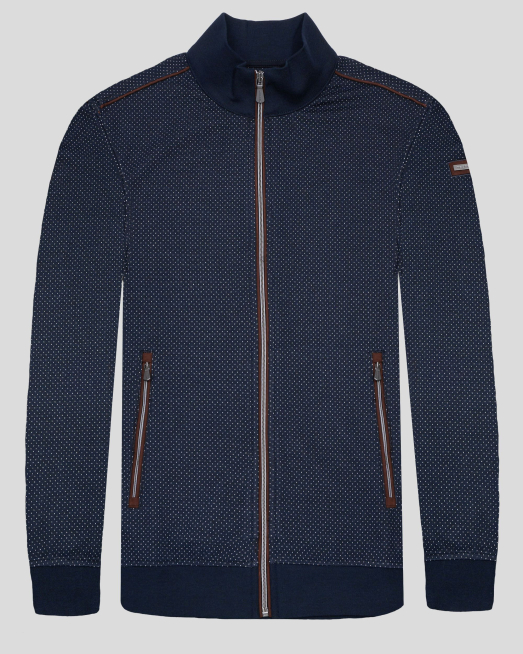 'ТЪМНОСИН СУИТШЪРТ С КОНТРАСТЕН ДЕСЕН НА ТОЧКИ И ЛОГО  НА РЪКАВ