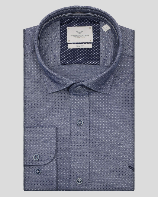 'СИВА РИЗА В СИТЕН КОНТРАСТЕН ДЕСЕН С БРОДЕРИЯ ЛОГО