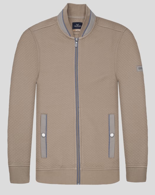 'СУИТШЪРТ ТИП БОМБЕР НА СИТНИ РОМБОВЕ В ЦВЯТ КАМЕЛ 