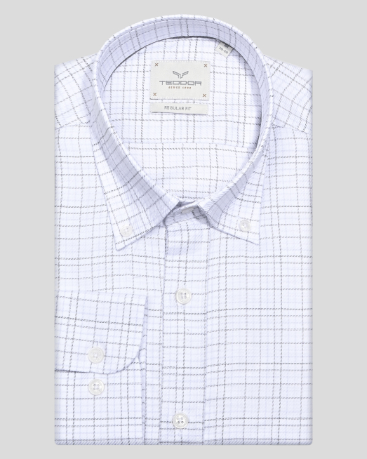 'БЯЛА СТРУКТУРНА РИЗА В КОНТРАСТНО ДВУЦВЕТНО КАРЕ