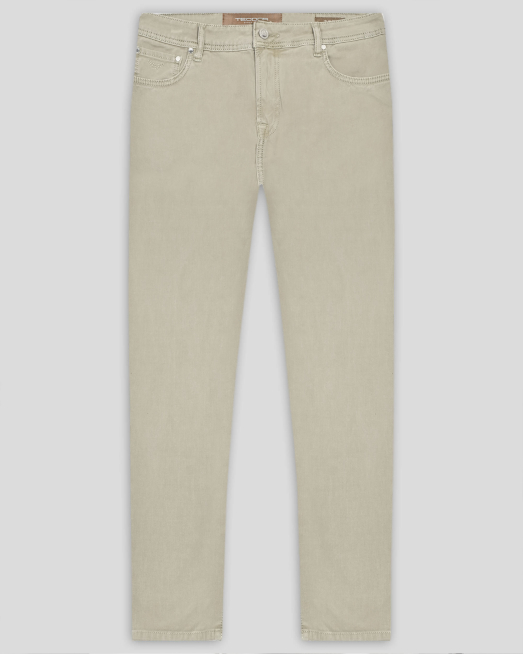 'СВЕТЛОБЕЖОВ ПАНТАЛОН С 5 ДЖОБА И КОЖЕНА ЛОГО ЕМБЛЕМА 