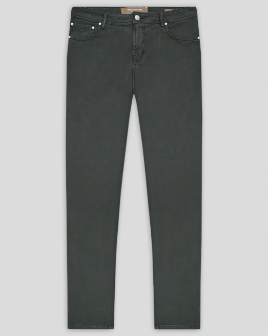 'ТЪМНОЗЕЛЕН ПАНТАЛОН С 5 ДЖОБА И БРОДЕРИЯ ЛОГО ВТАЛЕН СИЛУЕТ